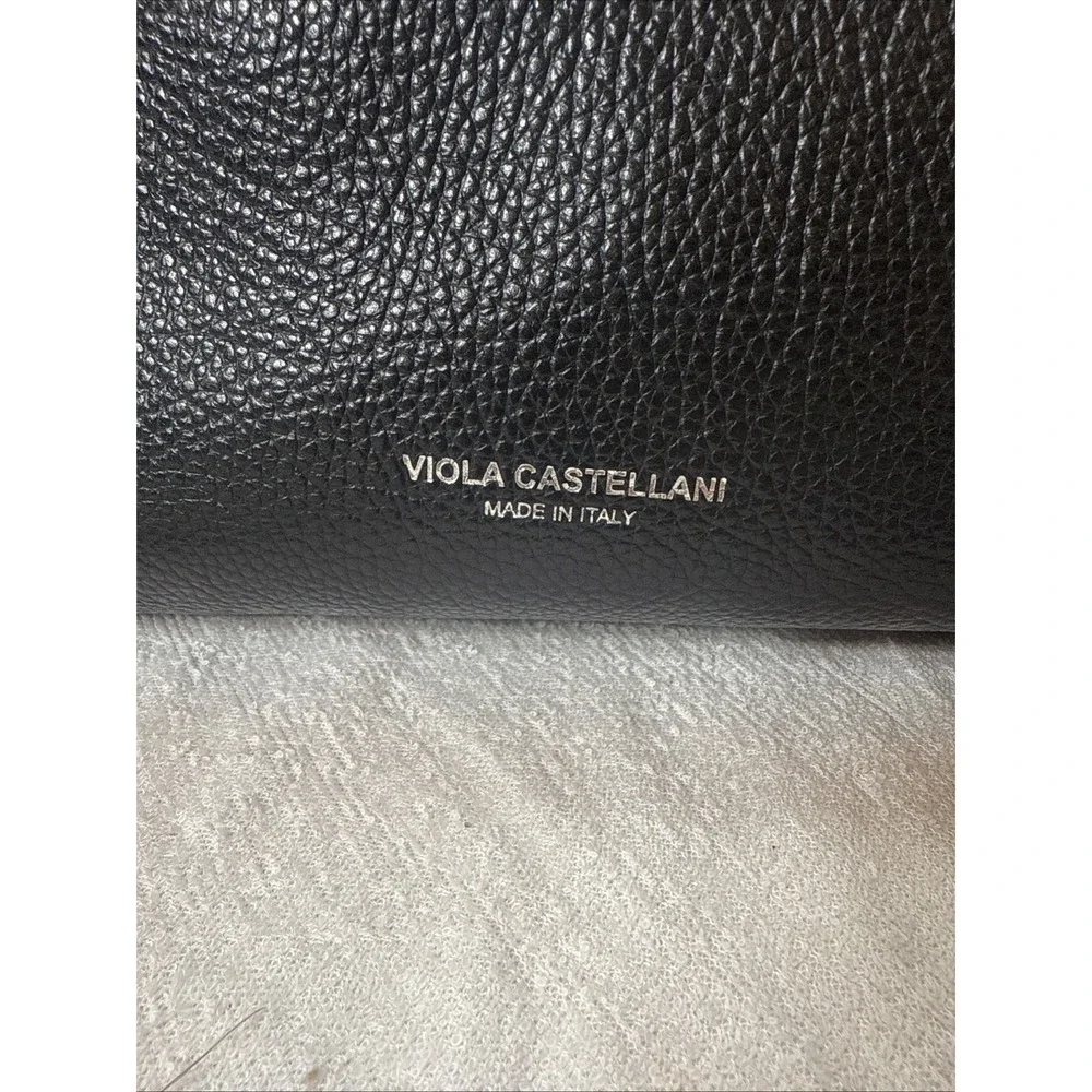 Viola Castellani Womens Black Pebble Italian Leather Hobo Bag‎